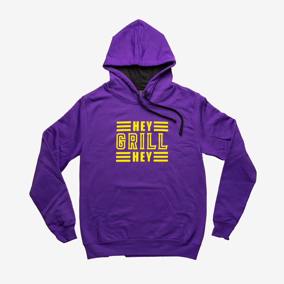 Purple Hey Grill, Hey Logo Hooded Sweatshirt